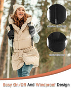 RIGWARL Winter Gloves Men and Women Medium-Thick, Gloves for Cold Weather with Thermal Plush, Touchscreen Running Glove Adjustable Zippered Wrist for Walking The Dog Hiking Camping Cycling Work