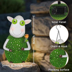 Solar Lanterns for Outside Hanging with Warm LED Lights Sheep Metal Yard Decorations Outdoor Unique Gift for Patio Garden Decor