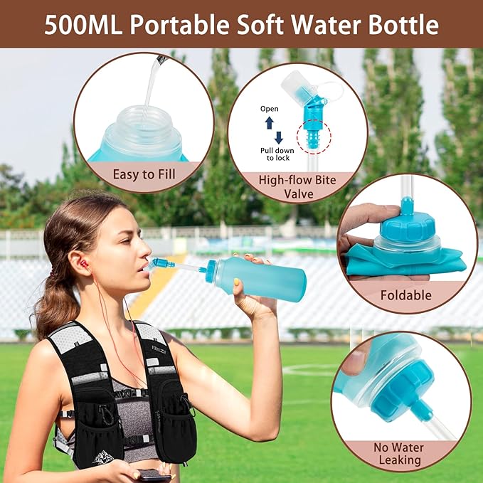 Running Hydration Vest for Women Men - Waterproof Running Water Backpack Hydration Pack with 12 Pockets, Lightweight Water Vest for Hiking Trail Cycling Marathon Race