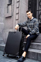 HotWay 3-Piece Luggage Sets with Aluminum Frame, PC Hard Shell Suitcase with Spinner Wheels and TSA Lock, Large Suitcase for Travel, Black