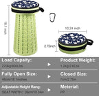 ALEVMOOM Upgraded Collapsible Stool with Thickened Cushion 18.1",600Lbs Max Weight Wider & Taller Pop Up Stool, Heavy Duty Portable Retractable Folding Chair or Travel Foot Rest for Camping & Outdoors