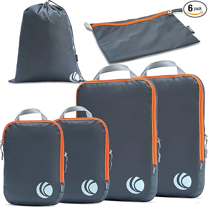 Cipway Compression Packing Cubes Set, Ultralight Expandable Travel Packing Organizers for Carry on Luggage (Grey 6pcs)