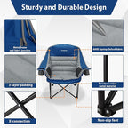 Oversized Camping Chair, Portable Folding Camping Chairs with Side Pocket, Cup Holder and Carry Bag, Heavy Duty Outdoor Camping Chairs for Adults, Fishing, Sports, Trip, up to 400lbs, Style 6