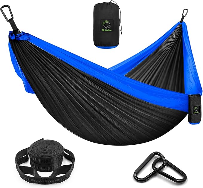 Grassman Camping Hammock Double & Single Portable Hammock with Tree Straps, Lightweight Nylon Parachute Hammocks Camping Accessories Gear for Indoor Outdoor Backpacking, Travel, Hiking, Beach