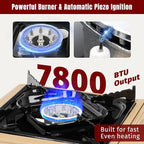 SHINESTAR Dual Fuel Camping Stove with Butane & Propane Compatibility, Portable Stove for Outdoor Cooking, Propane Adapter Hose, Wind Guard and Carrying Case Included, 7800 BTUs Output, Khaki