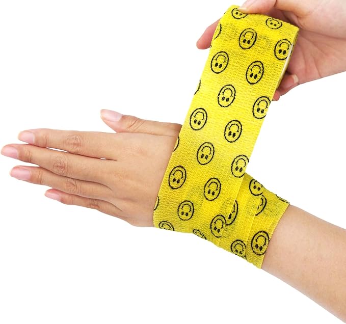 RISEN Cohesive Bandage 2” x 5 Yards, 6 Rolls, Self Adherent Wrap Medical Tape, Adhesive Flexible Breathable First Aid Gauze Ideal for Stretch Athletic