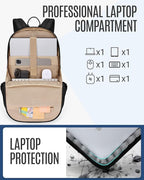 LIGHT FLIGHT Travel Laptop Backpack for 17.3" laptop, Carry on Backpack with USB Charging Hole, Water Resistant College Bookbag, Large Capacity Computer Backpacks for Work, Black