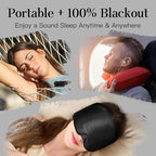 100% Mulberry Silk Sleep Mask, Complete Blackout, Adjustable Velcro Strap, Nasal Wing Design, Large Size, No Eye Cups, Perfect for Side Sleepers, Unisex (Black)