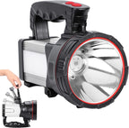 Superbright LED Handheld Searchlight Tactical Waterproof Spotlight High Power Rechargeable Flashlights with Side Light USB Power Charger (Yellow Light)