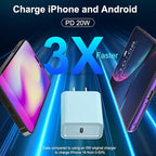 iPhone 17 16 15 Charger Fast Charging, 3 Pack PD 20W USB C Charger with 10FT Cord, USB C Cable Type C Chargers Block for iPhone 17/17 Pro/17 Pro Max/16/16 Plus/16 Pro/16 Pro Max/15/15 Pro（Blue）