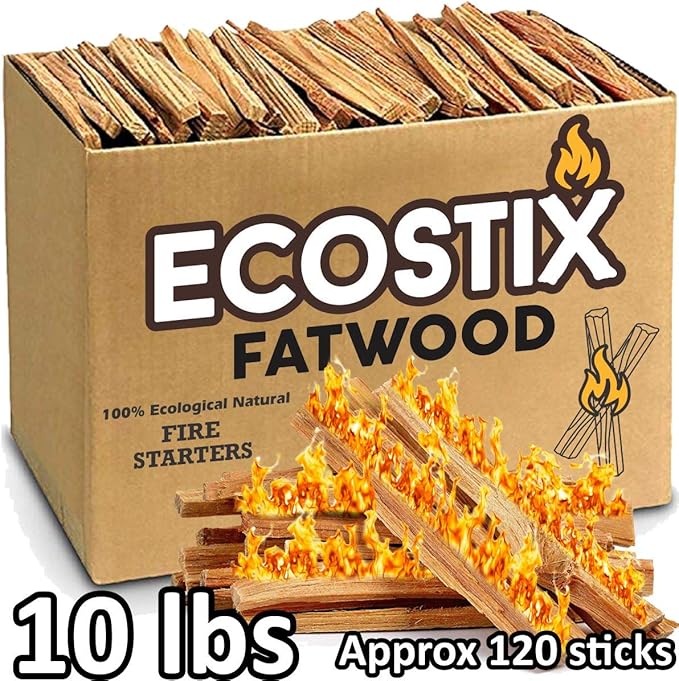 Eco-Stix Fatwood Fire Starter Kindling Firewood Sticks Bulk Packaged Firestarters 100% All Natural Resin Ocote Pine 10 Lbs