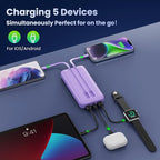 Portable Charger PowerBank 40,800mAh with 2 Built-in Cables,25W PD Fast Charging +QC 4.0 Quick Phone Charging Power Bank, 5 Outputs LCD Display USB C Battery Pack for iPhone 16/15 Android Galaxy etc
