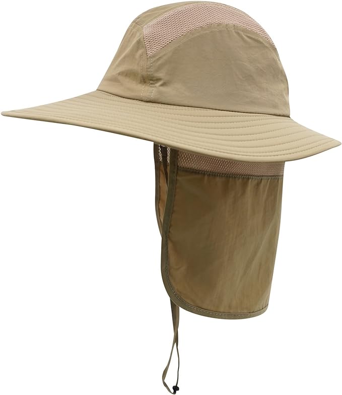 Home Prefer UPF 50+ Mens Wide Brim Fishing Hat with Neck Flap Sun Hat for Men Women Sun Protection Cap