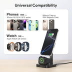 Esoulk 2 in 1 Wireless Charger for iPhone & Watch, 15W Fast Charging for Phone & 5W for Watch, Magnetic Wireless Charger Stand, Compact Foldable Charging Station for Travel