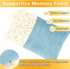 2 Pack Small Pillow, Cooling Memory Foam Mini Pillow 11 X 7 Inches for Sleeping, Travel, Nap and Neck, Knee, Lumbar Support, Tiny Cushion for Pet, Dogs (Blue)