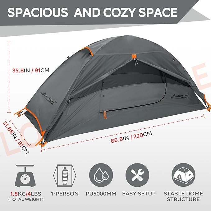 Clostnature Crux Lightweight Tent for Backpacking - 1/2/3/4 Person Ultralight Backpacking Tent, Waterproof Easy Setup Camping Tent, Hiking Tent for Outdoor, Hiking and Mountaineering