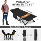 ABORON XXL Camping Cot for Adults 900LBS - 78"×32" Oversized Folding Bed with Mattress Pad, Heavy Duty 1200D Oxford Outdoor Cot with Carry Bag