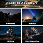 Upgraded Rechargeable Headlamp,12000 Lumens Super Bright LED Head Torches,Sensor Control, 6 Light Settings, IPX5 Waterproof & Lightweight, Ideal for Camping, Running & Hiking Outdoor (2, Deep Blue)