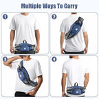 Fanny Pack Waist Bag with Water Bottle Holder for Men Women Running Hiking Travel Dog Walking Workout Cycling Outdoor (Dark Blue)