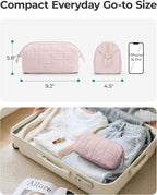 BAGSMART Makeup Bag Travel Cosmetic Bag, Puffy Padded Make Up Bags for Women Makeup Organizer Case, Wide-open Pouch Purse Travel Essentials Toiletries Accessories Brushes, Grayish Purple