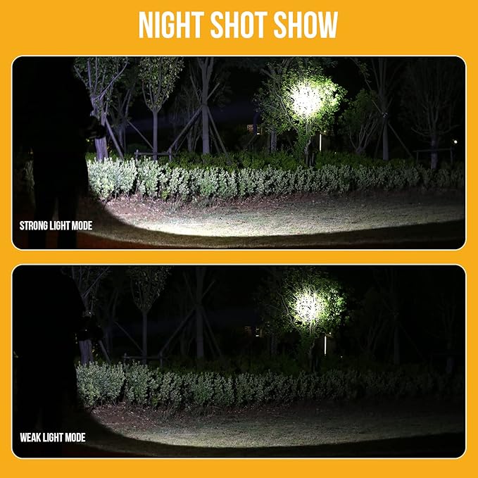 Rechargeable Searchlight Handheld LED Tactical Flashlight with Handle Spotlight High-Power Super Bright Torch with USB Output Torch (Black)