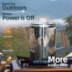 MEREZA Camping Coffee Pot Stovetop Coffee Maker Percolator Campfire Coffee Pot Stainless Steel Coffee Pot Camping Outdoors Home 9 Cup No Aluminum & Plastic Fast Brew