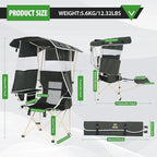 Nice C Chair with Canopy, Umbrella Chairs, Chair with Shades, Sports Chairs, w/Removable Footrest, Cooler Bag, Cup Holder for Camping, Fishing, Sports, Beach (1-P Green)
