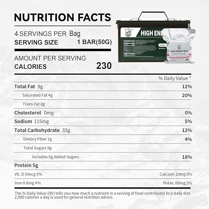 Emergency Food Ration Bars - Waterproof Metal Storage Box Packing, Metal Ammo Can, Long Shelf Life Emergency Food Supplies, 9 Days Food Rations Supply for Outdoor Camping Hiking Snowstorm,12 Count