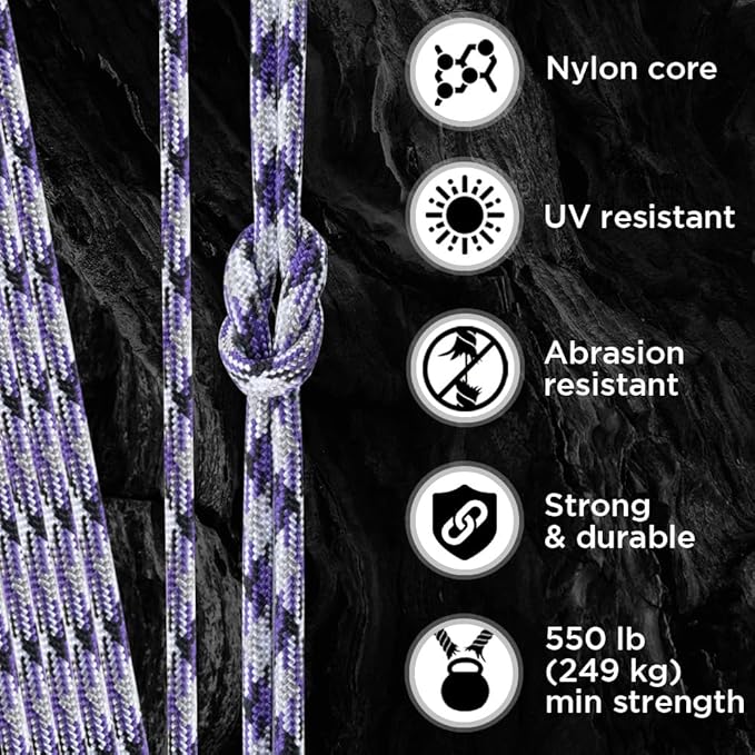 TECEUM 5/32" Paracord Rope 1000 – 1000ft / 200ft / 100ft / 50ft – Tactical Parachute Cord 4mm – 45+ Colors – Nylon String for Survival & Camping Gear – Stripe Cord for Survival – Utility Rope
