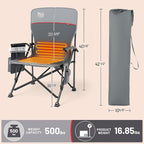 TIMBER RIDGE Oversized Heated Camping Chair for Outdoor Sports, High Back Padded Lawn Chair for Adults Support Up to 500lbs with Cup Holder, Side Pocket(Power Bank not Included)
