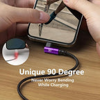 10ft iPhone Charger Cable,3Pack 90 Degree Charging Cable, [Apple MFi Certified] Long Lightning Cable Fast Charging Cord Compatible for iPhone 14/13/12/11/Pro/Max/Mini/X/Plus/8/7/6/Plus/ - Purple