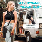 32 oz Insulated Water Bottle - Cold 48H & Hot 24H, Leak-Proof T-shpaed Metal Flask with Carry Strap, Protective Boot, BPA Free Vacuum Hydro 32 Ounce Thermal Cup for Adults Men Women