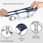 Crampons Ice Cleats Traction Snow Grips for Boots Shoes Women Men Anti Slip 19 Stainless Steel Spikes Safe Protect for Hiking Fishing Walking Climbing Mountaineering