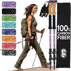 100% Carbon Fiber Trekking Poles by USA Brand - Ultra Strong Lightweight Collapsible Hiking Poles with Cork and EVA Foam Grips & Quick Adjustable Flip Locks