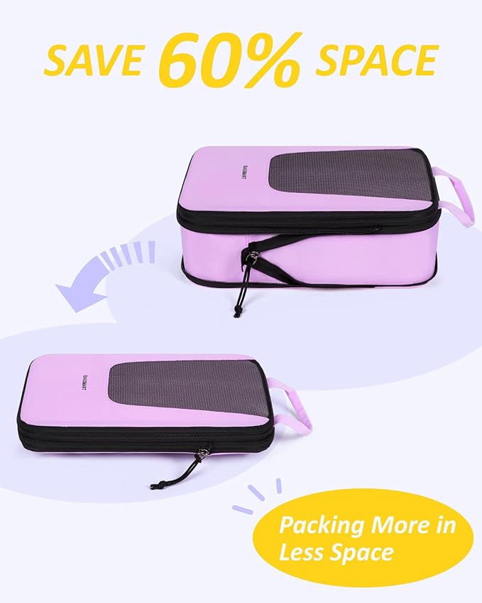 BAGSMART Compression Packing Cubes for Travel, 6 Set/5 Set/4 Set, Compression Suitcase Organizer Bags Set for Suitcases Travel Essentials, Lightweight Packing Organizers