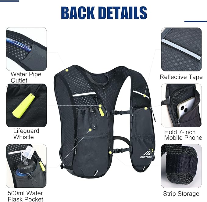 Running Vest for Women & Men, Lightweight 150g Hydration Backpack, 6L Pack for Trail Running, Marathon, Hiking, Cycling, Jogging, Adjustable Fit