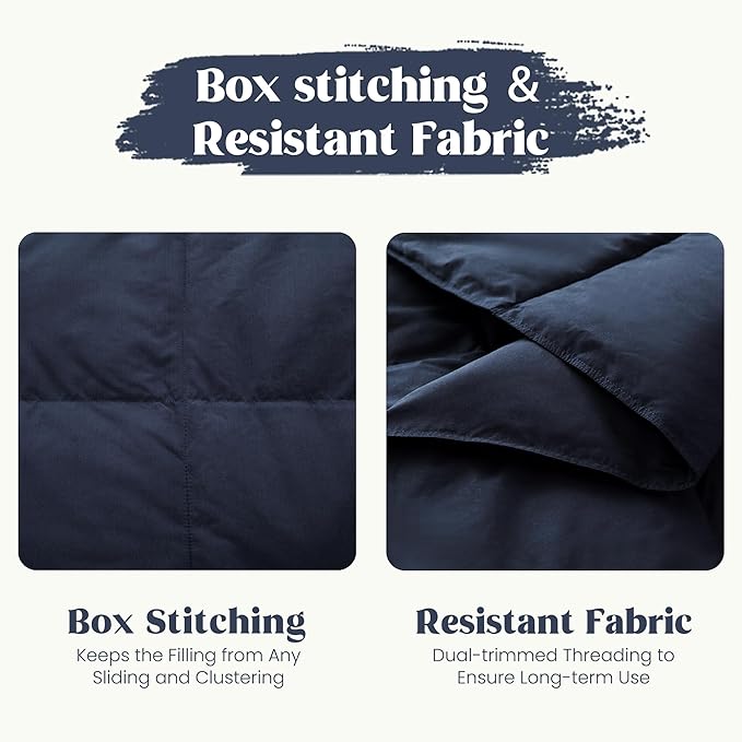 puredown® King Size Blanket for Bed, Ultra Soft Lightweight Down & Feather Fill, All Season Microfiber Blanket, Machine Washable, 88"X108", Navy