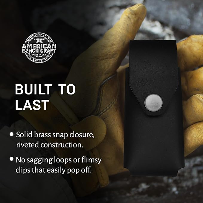 Leather Multitool Sheath Compatible with Leatherman Wave and Wave Plus, Ultra Durable Full Grain Leather Tool Holder, Multi Tool Holster for Belt, Solid Brass Rivets - Belt Accessories for Men - Black