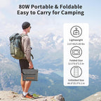 80W Foldable Solar Panel, Portable Solar Charger with 4 Ports (DC/USB-C/2xUSB-A) & 7-in-1 Connector, Waterproof & 23% High Efficiency for Camping RV, Compatible with Power Stations Phones