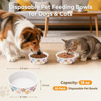 50 Pack Disposable Dog Bowls, 16 oz Paper Pet Bowls for Cats & Dogs, Disposable Cat Food Bowls for Dry Wet Food & Water, Travel Feeding Bowls for Small Medium Pets
