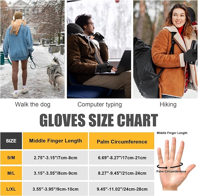 Pixel Panda Winter Gloves for Men Women Warm Touchscreen Gloves for Cold Weather Thin Water-Resistant Windproof Non-Slip Gloves for Cycling, Driving, Running, Hiking