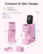 Single Serve Hot & Iced Coffee Maker with Strong Brew, 40oz Removable Reservoir, 6 Brew Sizes, Compatible with K Cup and Grounds, Compact for Home, Office, RV and Dorm, Pink (2.0 Version)