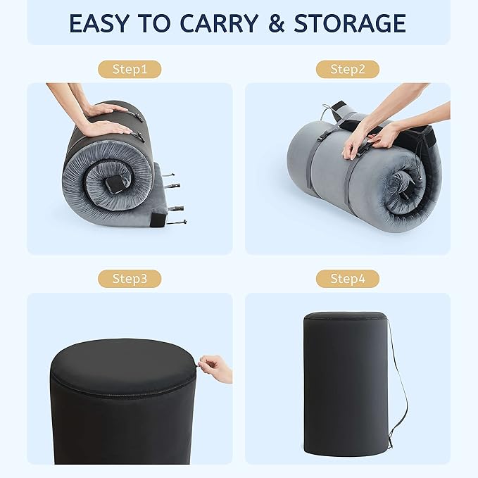 HomeMate CertiPUR-US Memory Foam Camping Mattress Pad Portable Roll Up Mattress for Adults Sleeping Mat Cot Mattress Pad