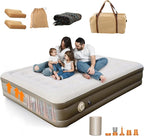 Luxury Air Mattress Set Queen air Bed with Built-in Rechargeable Detachable Pump, 661 lbs Strong Support Wireless Inflatable Mattress, Luxury Double Airbed Adjustable Blow Up Mattress