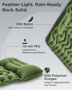 KingCamp Sleeping Pad for Camping, Ultralight Connectable Inflatable Sleeping Pad Camping Mattress with 6.3" Built-in Pillow & Foot Pump for Backpacking Hiking Tent Cot