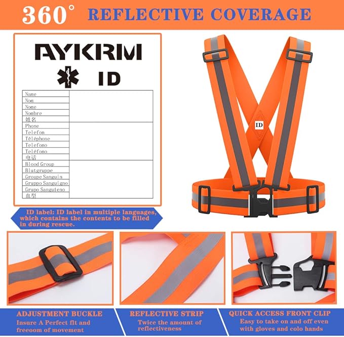 AYKRM 9 color High Visibility Reflective Vest Running Gear High Vis Adjustable Safety Vest