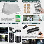 Survival Kit, 262Pcs Survival Gear and Supplies with First Aid Kit Pouch and Crossbody Bag, Emergency Kit with Tent, Camping Axe Hammer, Survival Shovel w/Pick, Bug Out Bag Gifts for Men Women