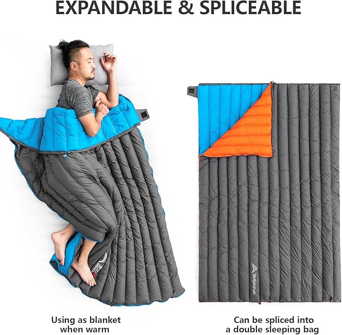 BISINNA 1.72lbs Ultralight Backpacking 650 Fill Power 32-50F Down Sleeping Bag for Adults and Kids - Ultra Lightweight and Compact Backpack Envelope Sleeping Bag for Hiking Camping