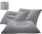 3 Pack Ultralight Inflatable Pillow Small Squared Flocked Fabric Air Pillow for Beach Hiking,Camping,Traveling,Napping,Desk Rest,Neck &Lumbar Support(Grey)