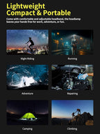 Smiling Shark LED Headlamps, 230°Wide Angle 3*Multi-Color Light Strips 2 Packs Head Lamp Rechargeable with Motion Sensor Waterproof Headlight for Camping Hiking Outdoor, Head-Lamp-LED-Hat-Light